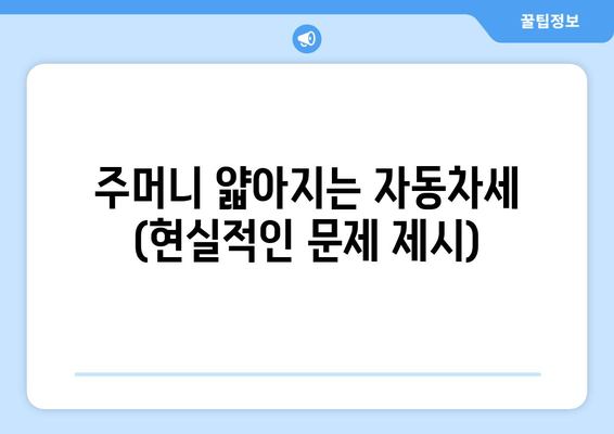 주머니 얇아지는 자동차세 (현실적인 문제 제시)