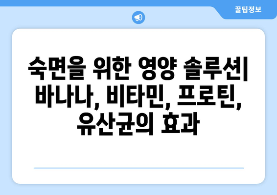 숙면을 위한 영양 솔루션| 바나나, 비타민, 프로틴, 유산균의 효과 | 수면 개선, 건강 식단, 영양 정보
