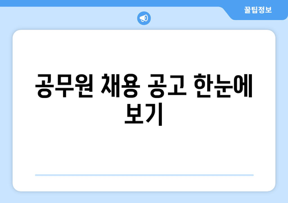 공무원 채용 공고 한눈에 보기