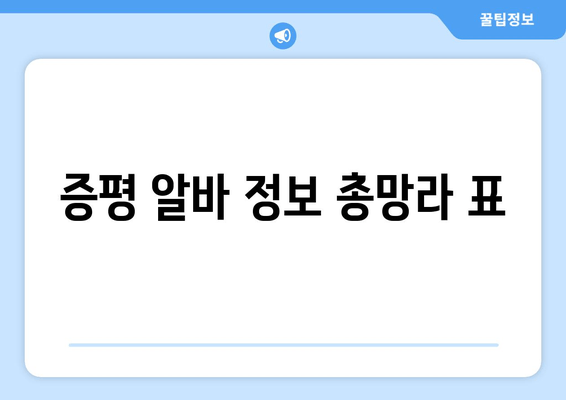 증평 알바 정보 총망라 표