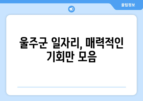 울주군 일자리, 매력적인 기회만 모음