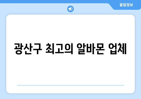 광산구 최고의 알바몬 업체