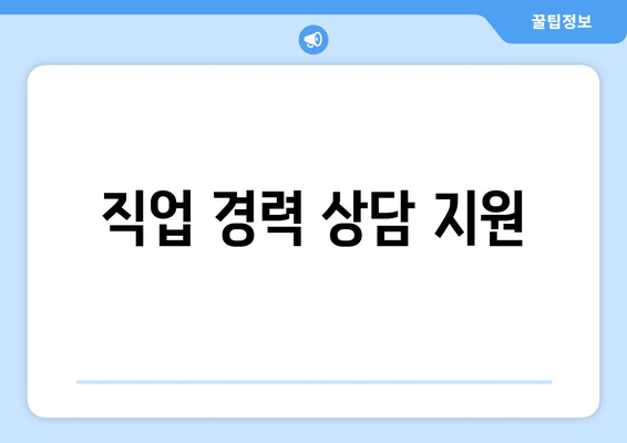 직업 경력 상담 지원