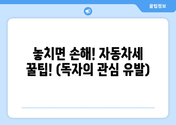 놓치면 손해! 자동차세 꿀팁! (독자의 관심 유발)
