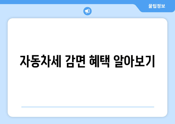 자동차세 감면 혜택 알아보기