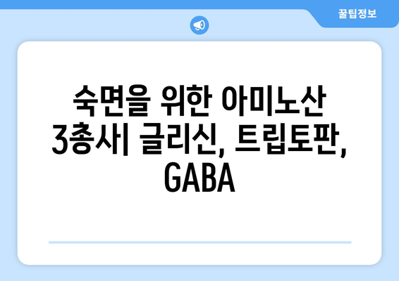 수면 개선을 위한 3가지 아미노산| 글리신, 트립토판, GABA | 수면 보충제, 숙면, 불면증 해결