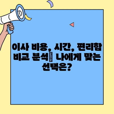 투룸 이사, 어떻게 옮길까? | 최적의 교통편 선택 가이드 | 이사 비용, 시간, 편리함 비교 분석