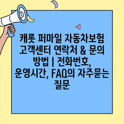 캐롯 퍼마일 자동차보험 고객센터 연락처 & 문의 방법 | 전화번호, 운영시간, FAQ