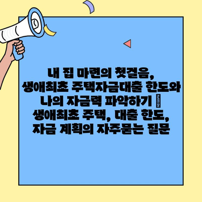 내 집 마련의 첫걸음, 생애최초 주택자금대출 한도와 나의 자금력 파악하기 | 생애최초 주택, 대출 한도, 자금 계획