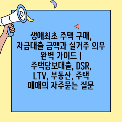 생애최초 주택 구매, 자금대출 금액과 실거주 의무 완벽 가이드 | 주택담보대출, DSR, LTV, 부동산, 주택 매매