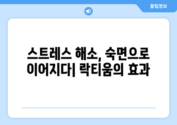 락티움 성분과 수면 개선 효과| 숙면을 위한 과학적 접근 | 수면장애, 멜라토닌, GABA, 스트레스 해소