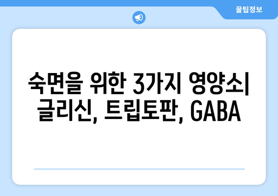 수면 개선을 위한 보충제| 글리신, 트립토판, GABA 효과와 주의 사항 | 수면 장애, 불면증, 숙면, 건강 보조제