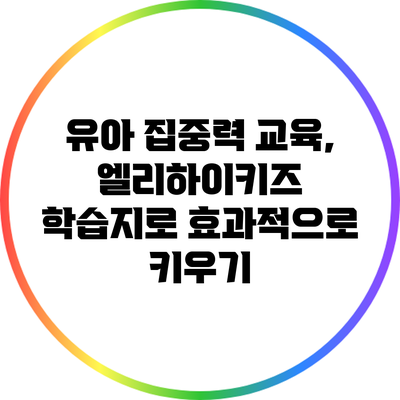유아 집중력 교육, 엘리하이키즈 학습지로 효과적으로 키우기