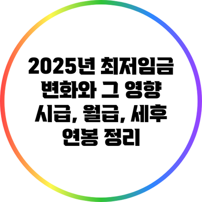 2025년 최저임금 변화와 그 영향: 시급, 월급, 세후 연봉 정리