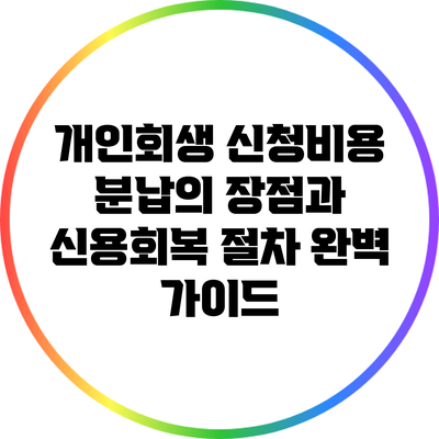 개인회생 신청비용 분납의 장점과 신용회복 절차 완벽 가이드