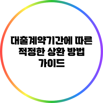 대출계약기간에 따른 적정한 상환 방법 가이드