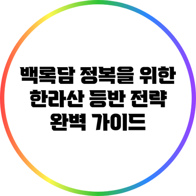 백록담 정복을 위한 한라산 등반 전략 완벽 가이드