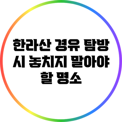 한라산 경유: 탐방 시 놓치지 말아야 할 명소