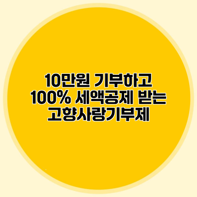 10만원 기부하고 100% 세액공제 받는 고향사랑기부제