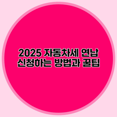 2025 자동차세 연납 신청하는 방법과 꿀팁