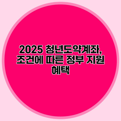 2025 청년도약계좌, 조건에 따른 정부 지원 혜택