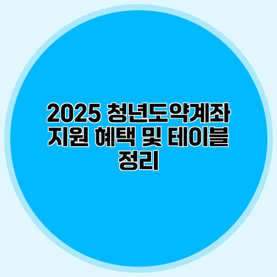 2025 청년도약계좌 지원 혜택 및 테이블 정리