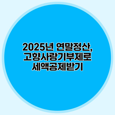 2025년 연말정산, 고향사랑기부제로 세액공제받기