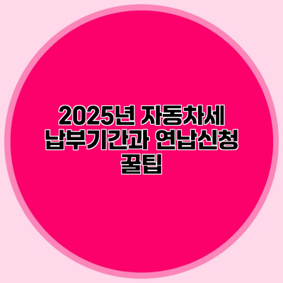 2025년 자동차세 납부기간과 연납신청 꿀팁