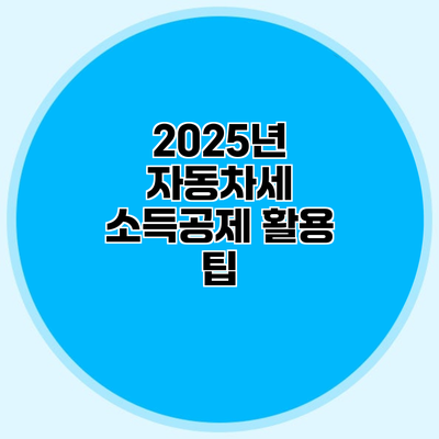 2025년 자동차세 소득공제 활용 팁