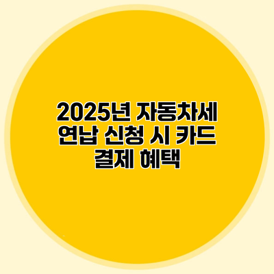 2025년 자동차세 연납 신청 시 카드 결제 혜택