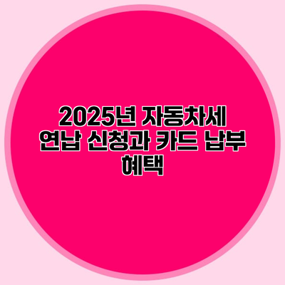 2025년 자동차세 연납 신청과 카드 납부 혜택