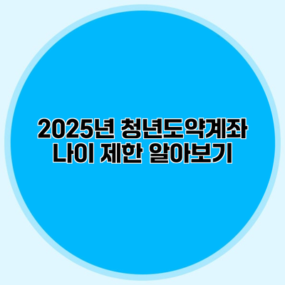 2025년 청년도약계좌 나이 제한 알아보기