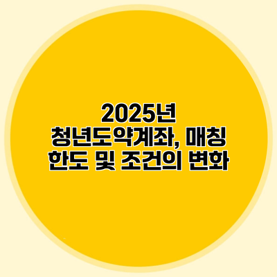 2025년 청년도약계좌, 매칭 한도 및 조건의 변화