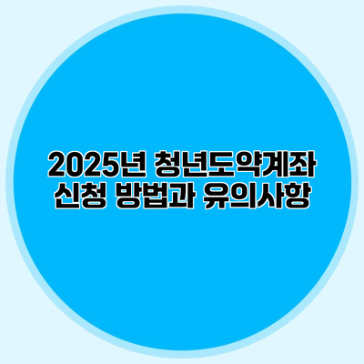 2025년 청년도약계좌 신청 방법과 유의사항