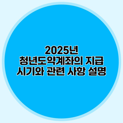 2025년 청년도약계좌의 지급 시기와 관련 사항 설명