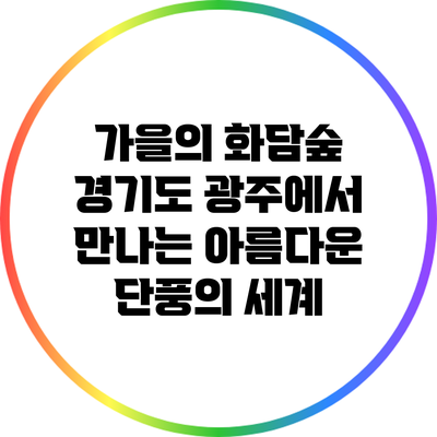 가을의 화담숲: 경기도 광주에서 만나는 아름다운 단풍의 세계