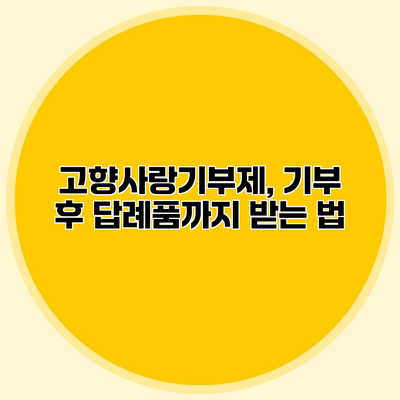 고향사랑기부제, 기부 후 답례품까지 받는 법