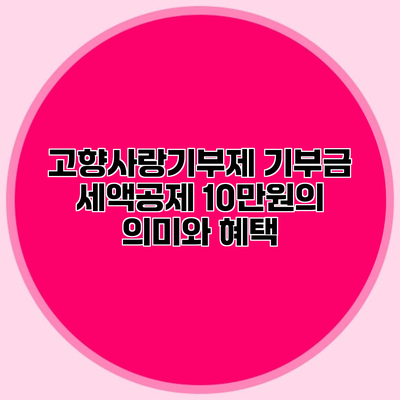 고향사랑기부제 기부금 세액공제 10만원의 의미와 혜택