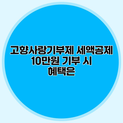 고향사랑기부제 세액공제 10만원 기부 시 혜택은?