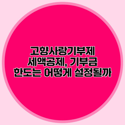 고향사랑기부제 세액공제, 기부금 한도는 어떻게 설정될까?