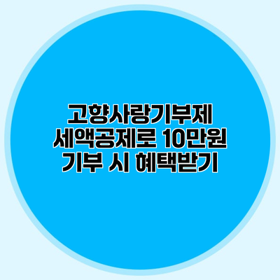 고향사랑기부제 세액공제로 10만원 기부 시 혜택받기