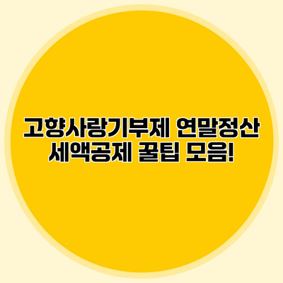 고향사랑기부제 연말정산 세액공제 꿀팁 모음!