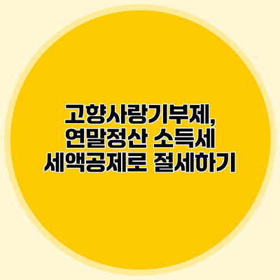 고향사랑기부제, 연말정산 소득세 세액공제로 절세하기