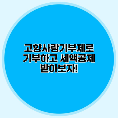 고향사랑기부제로 기부하고 세액공제 받아보자!