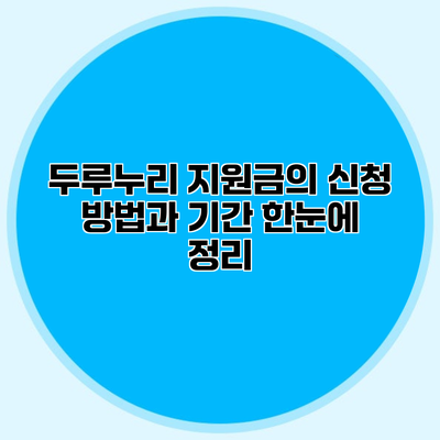 두루누리 지원금의 신청 방법과 기간 한눈에 정리