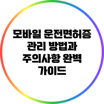 모바일 운전면허증 관리 방법과 주의사항 완벽 가이드