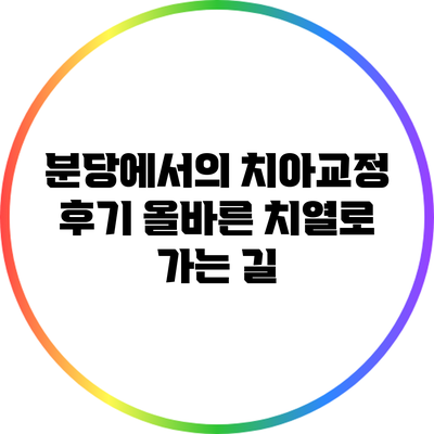 분당에서의 치아교정 후기: 올바른 치열로 가는 길