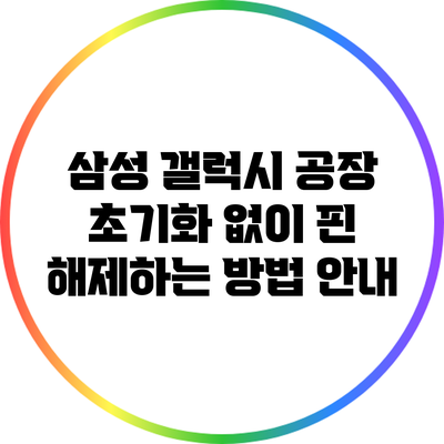 삼성 갤럭시: 공장 초기화 없이 핀 해제하는 방법 안내