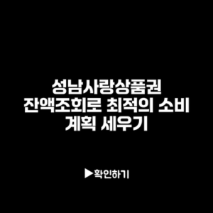 성남사랑상품권 잔액조회로 최적의 소비 계획 세우기