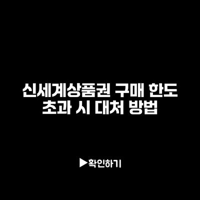 신세계상품권 구매 한도 초과 시 대처 방법